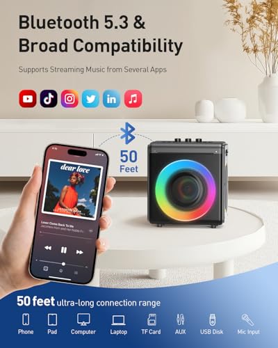 Portable Bluetooth Karaoke Machine with 2 Wireless Microphones F9672