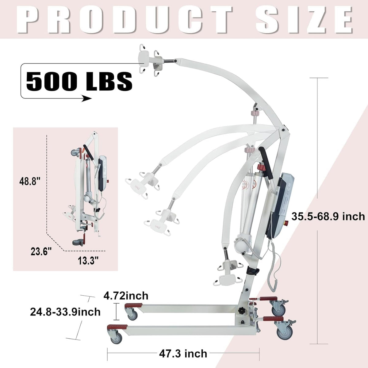 500lbs Electric Patient Transfer Lift with Sling B5433