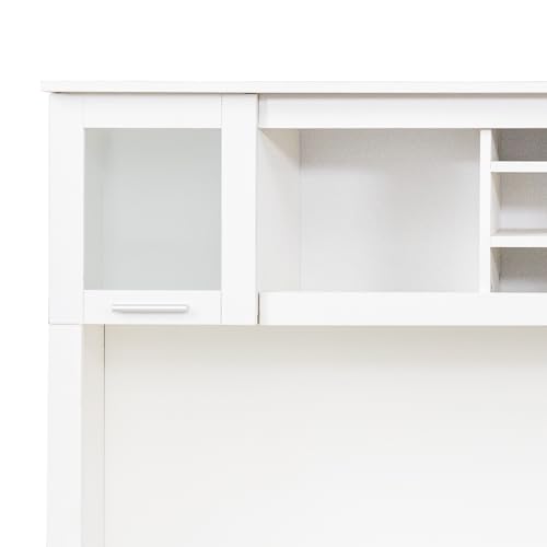 White Corner Desk with Drawers and Shelves I640929