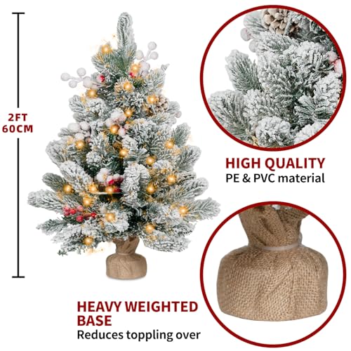 Flocked Artificial Mini Christmas Tree with Lights and Ornaments F534