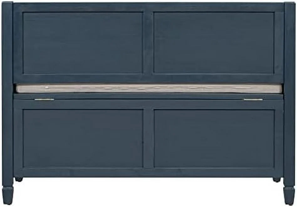 Rustic Entry Bench with Hidden Compartments and Removable Cushion (Antique Navy) M22017