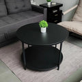 31.5 inch 2-Tier Rustic Wood Coffee Table with Open Shelf M414255