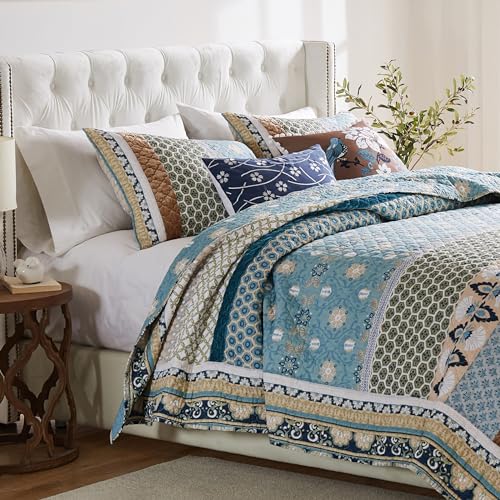 3-Piece Full/Queen Blue Quilted Bedding Set B161