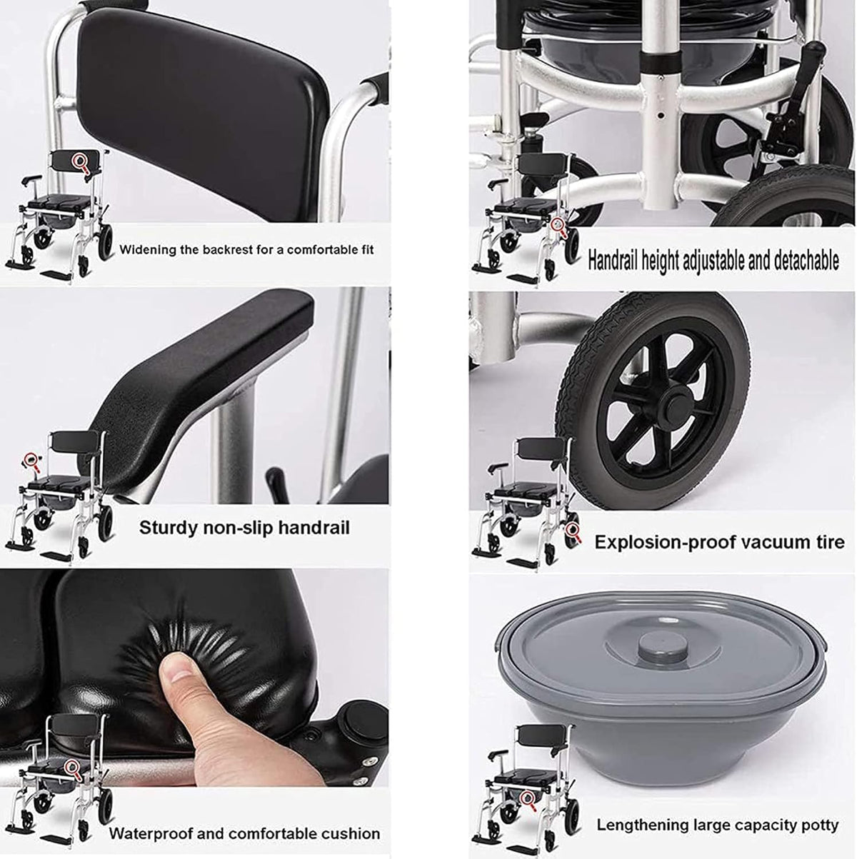Aluminum Commode Shower Chair with Wheels E615