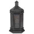 Black and Gold Floral Cut-Out Pillar Candle Lantern T777