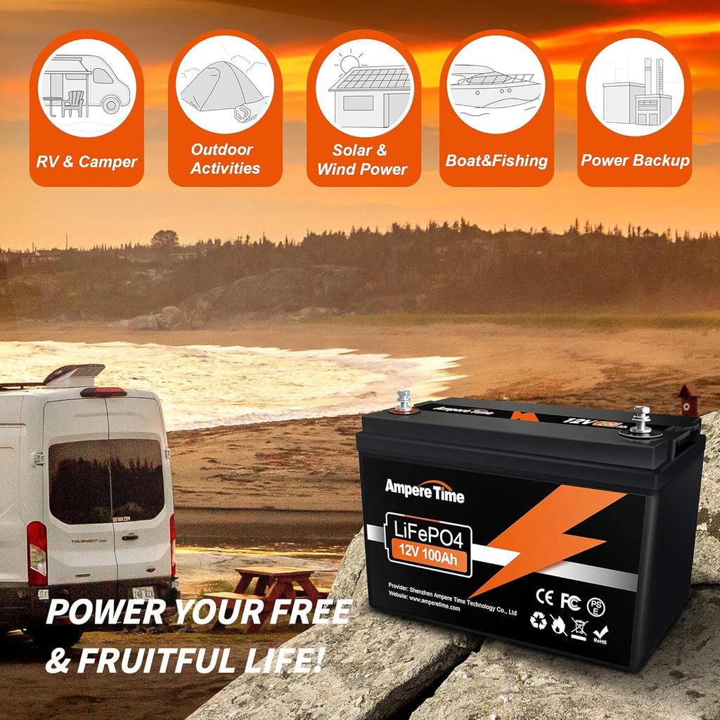 12V 100Ah LiFePO4 Deep Cycle Battery with Built-in BMS G669016