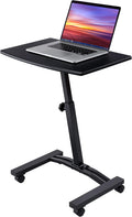 Mobile Height Adjustable Laptop Workstation Desk Cart with Wheels, White P7764