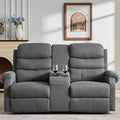 Brown 2 Seater Manual Recliner Loveseat Sofa Q781