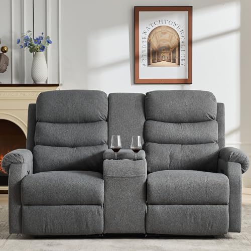 Brown 2 Seater Manual Recliner Loveseat Sofa Q781