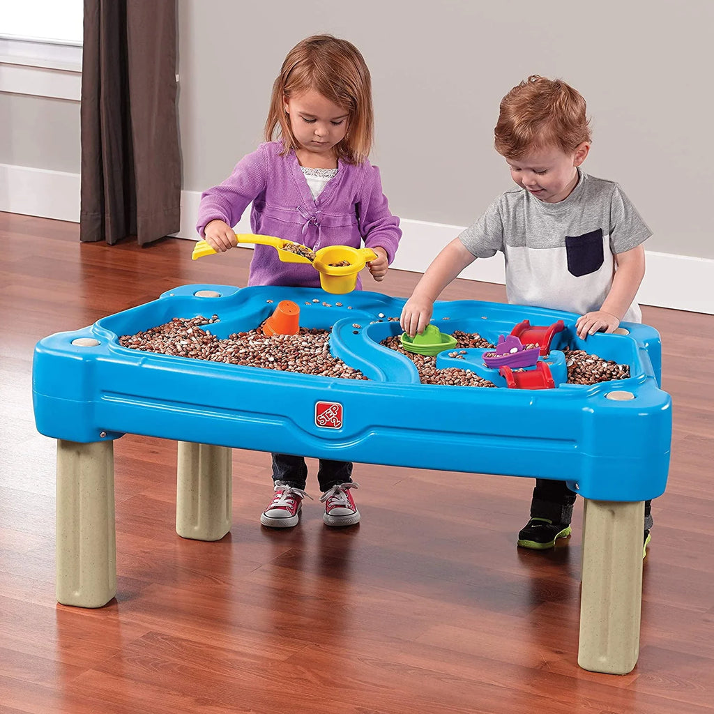 Blue Plastic Sandbox and Water Table with Cover and Umbrella S265494