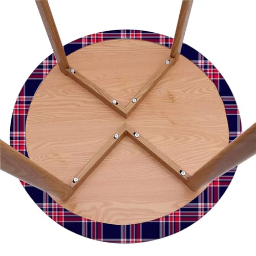 Multicolor Elastic Fitted Round Tablecloth Plaid Fits 45"-50" Diameter Tables C321