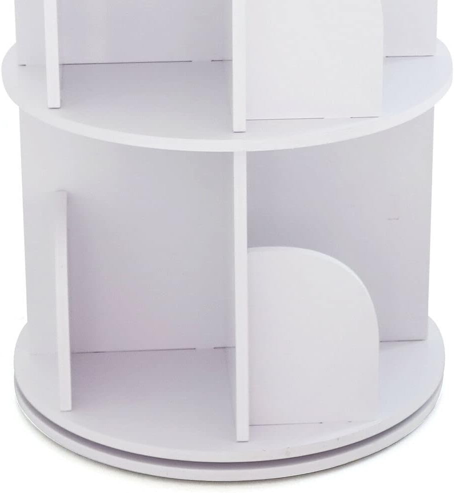 White 2 Tiers Rotating Bookshelf N742