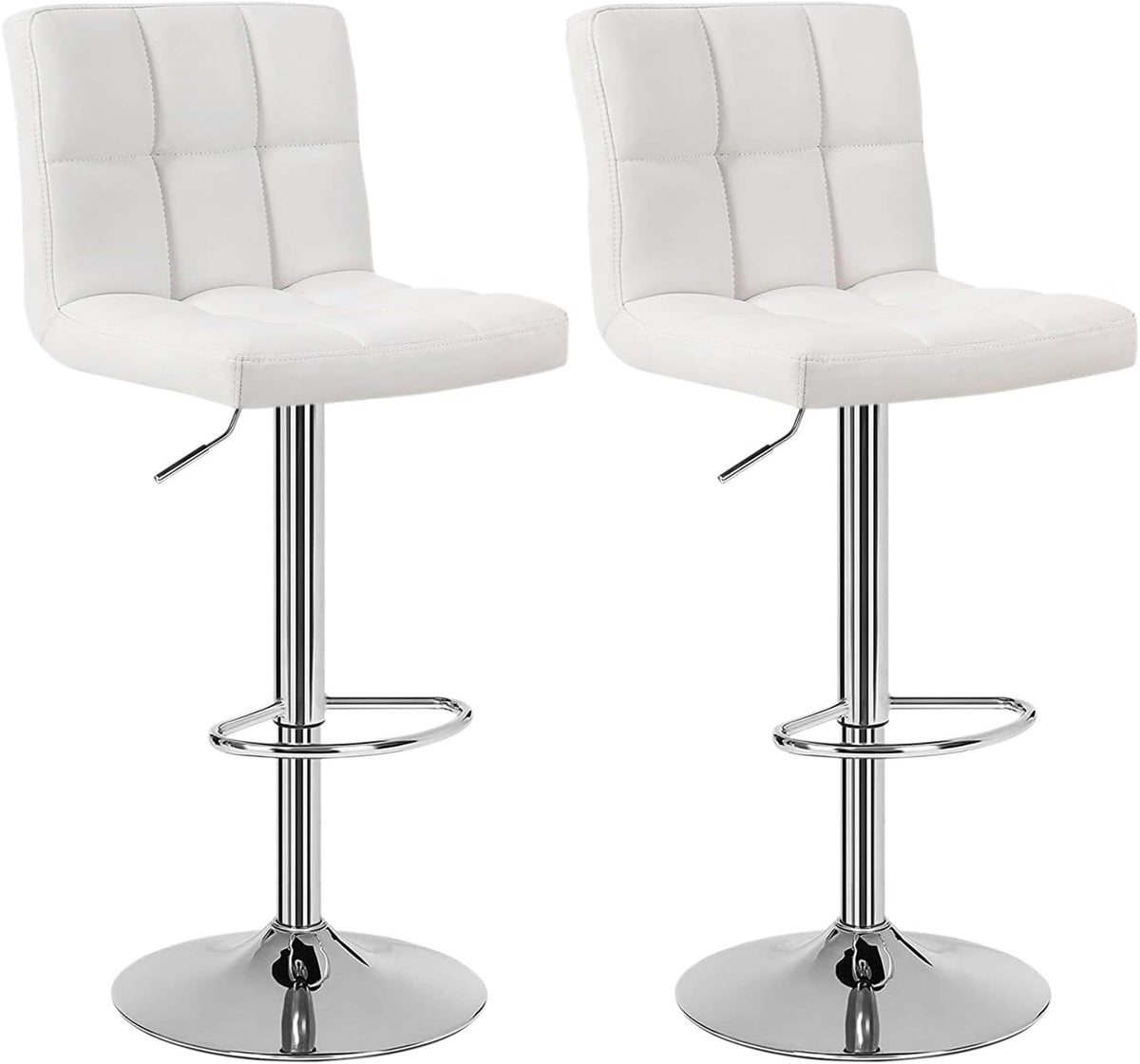 White Adjustable Swivel Bar Stools Set of 2 V345