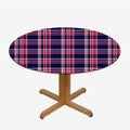 Multicolor Elastic Fitted Round Tablecloth Plaid Fits 45"-50" Diameter Tables C321