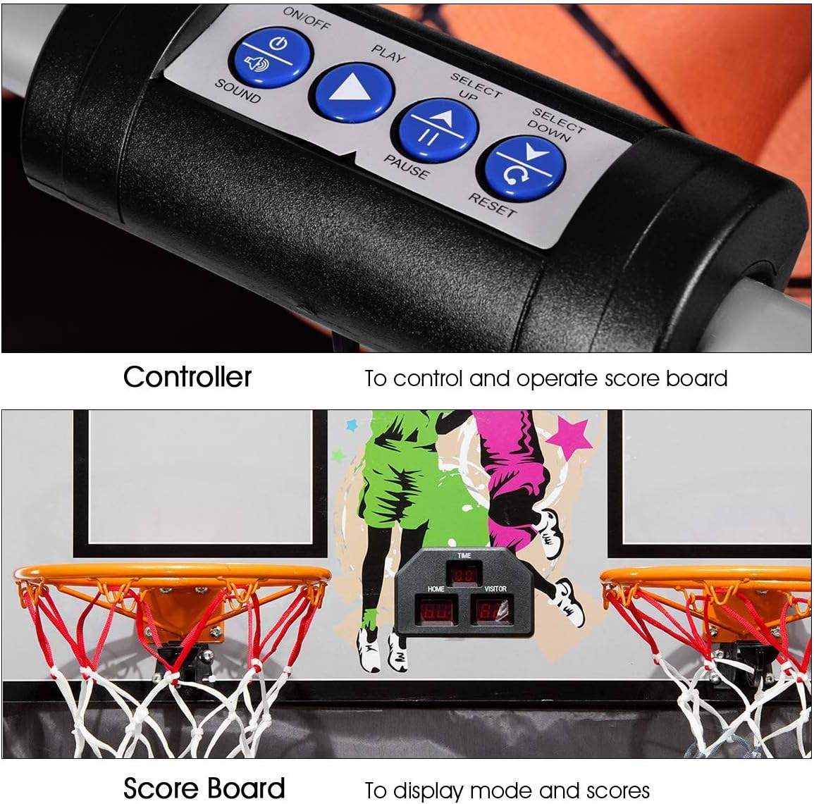 Electronic Basketball Arcade Game Double Shot 2 Players with 2 Rims 4 Balls B112394
