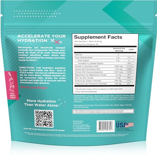 30 Count Electrolytes Powder No Sugar Acai Berry Hydration Packets Q3190