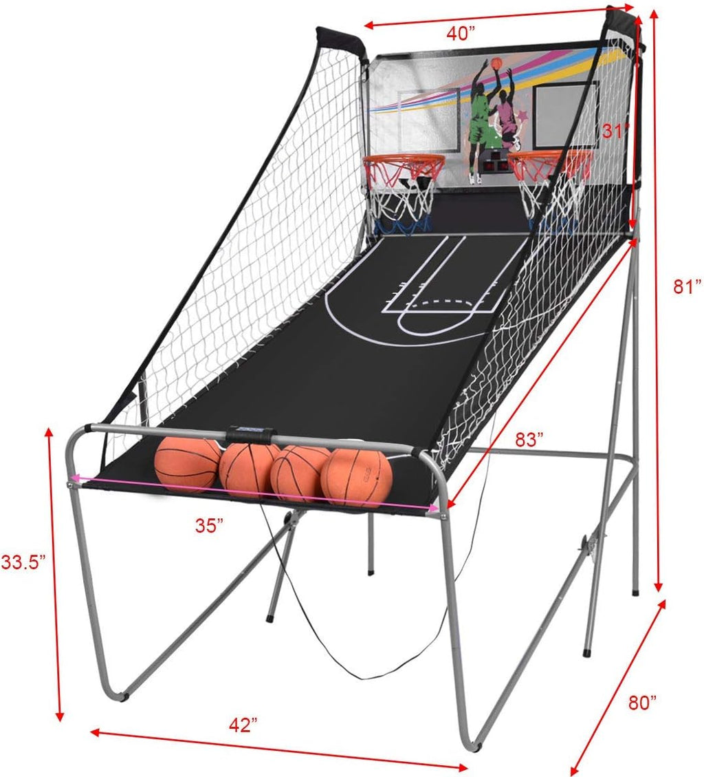 Electronic Basketball Arcade Game Double Shot 2 Players with 2 Rims 4 Balls B112394