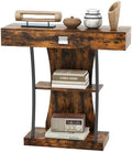 Rustic Brown 3-Tier Console Table with Drawer and Shelves A75046
