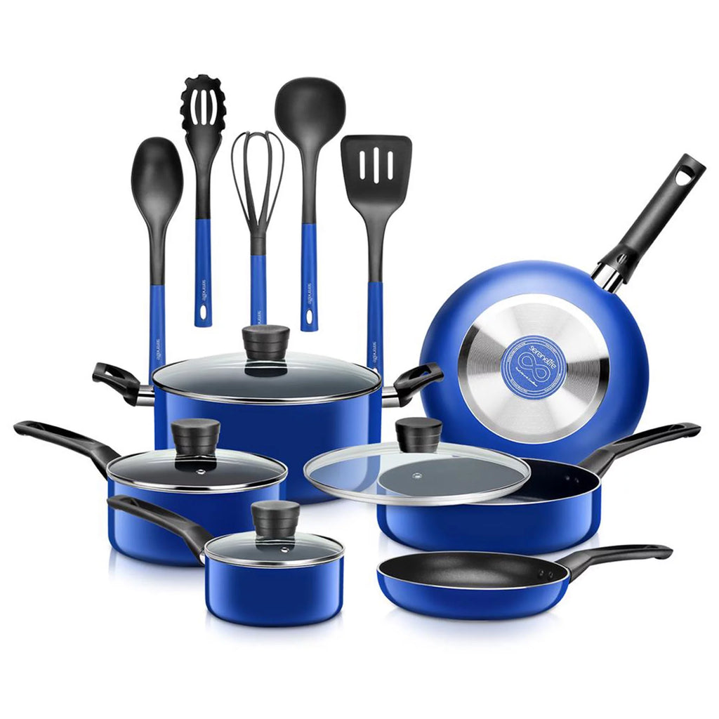 15 Piece Non Stick Blue Cookware Set X159