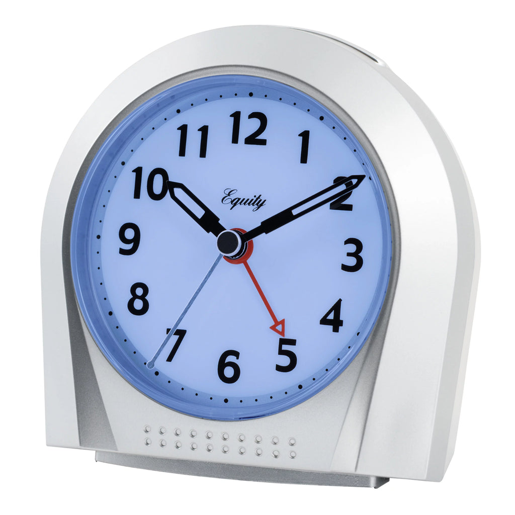 Silver Silent Sweep Night Vision Alarm Tabletop Clock Z643