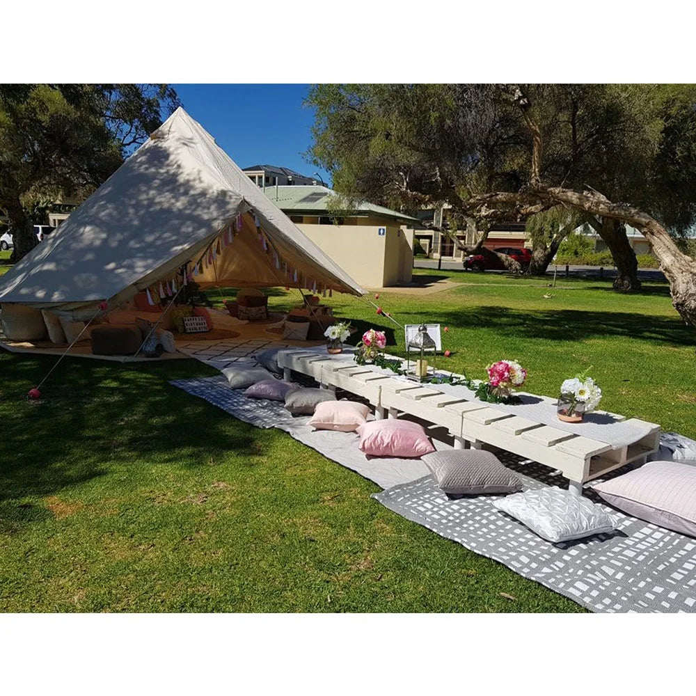 6M Double Door Bell Tent Waterproof Cotton Canvas Glamping Tent Yurt T52189