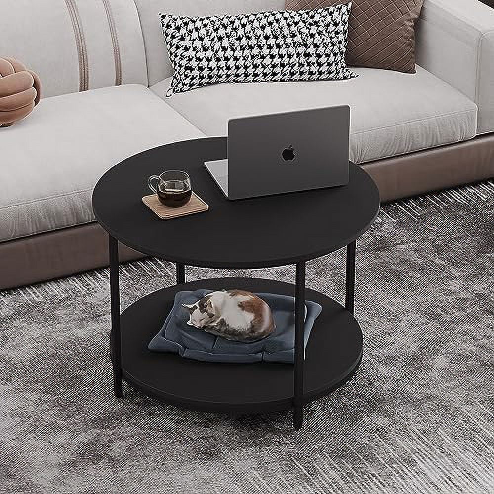 31.5 inch 2-Tier Rustic Wood Coffee Table with Open Shelf M414255