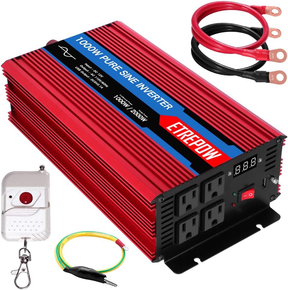 2000 Watt Pure Sine Wave Power Inverter 12V DC to 110V AC X980884