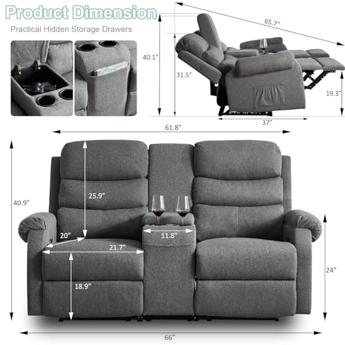 Brown 2 Seater Manual Recliner Loveseat Sofa Q781