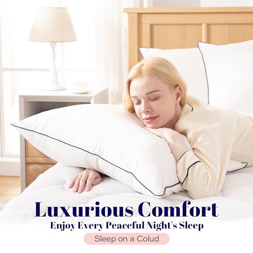 King Size 2 Pack Goose Feather and Down Bed Pillow, 20x36 Inches W62078