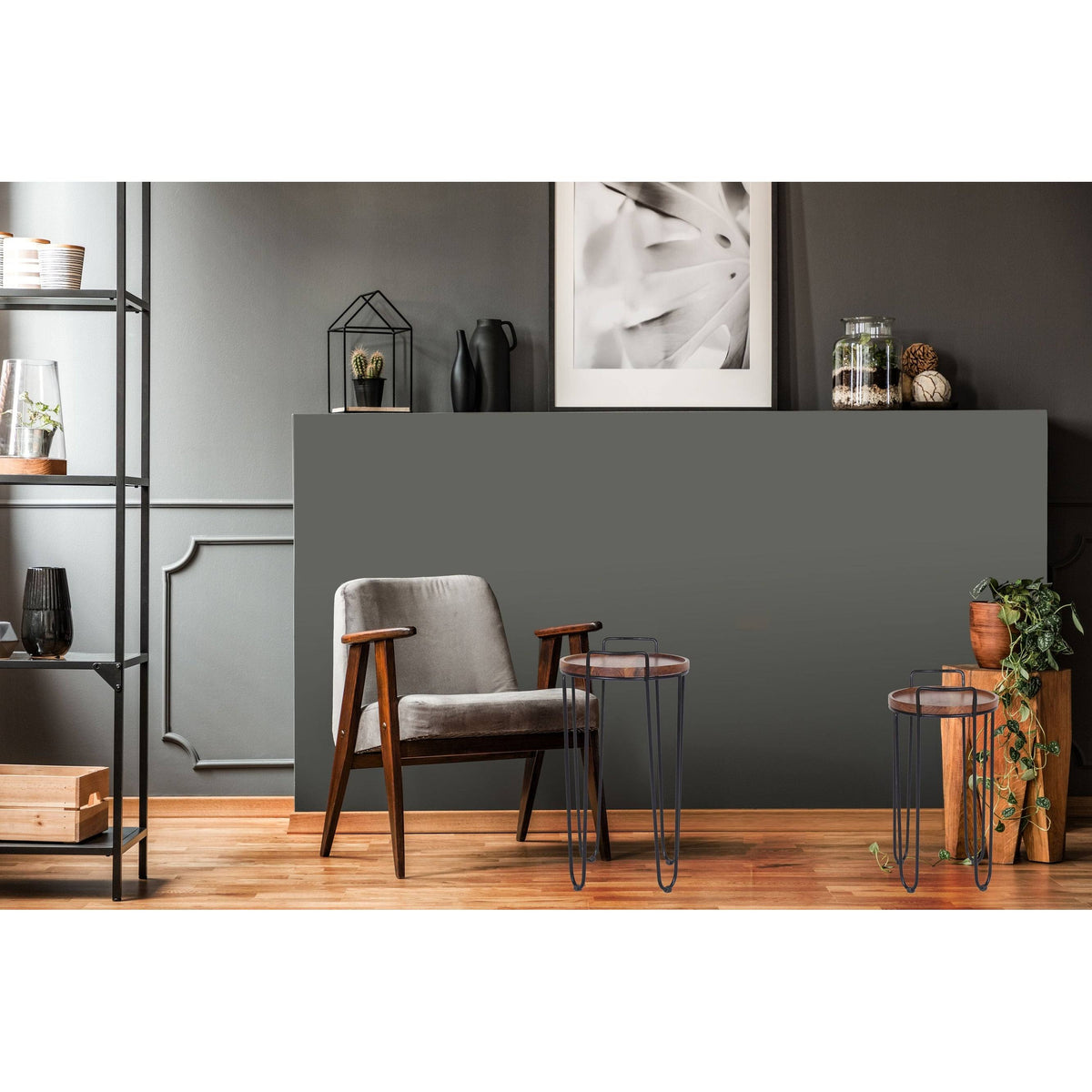 Iron & Acacia Nesting Tray Tables with Handles Set of 2 N462