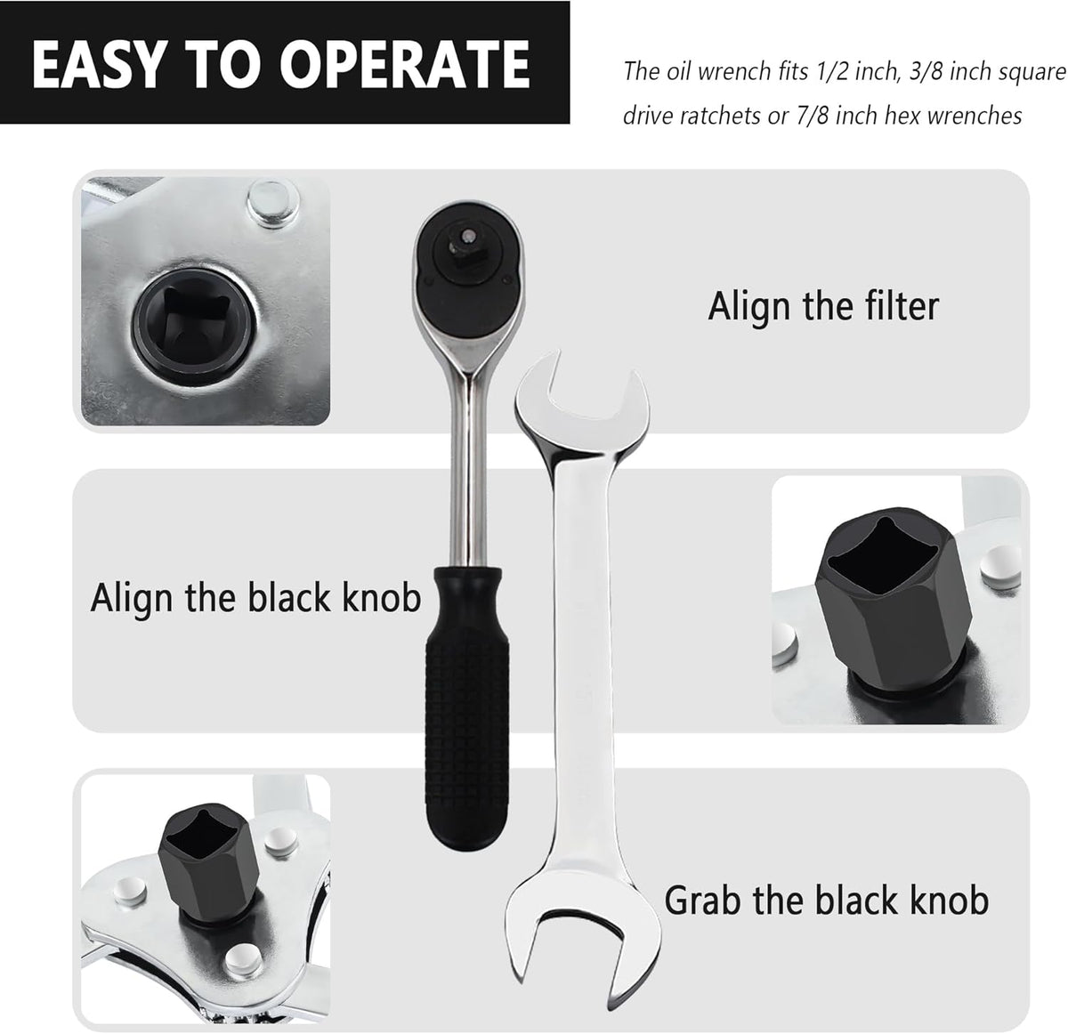 3 Jaw 2 Way Adjustable Oil Filter Wrench Tool U41639