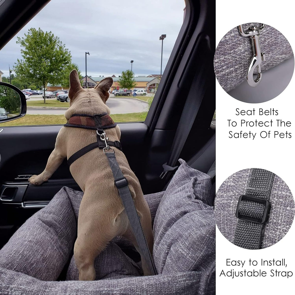 Washable Dog Car Seat with Leash V7043