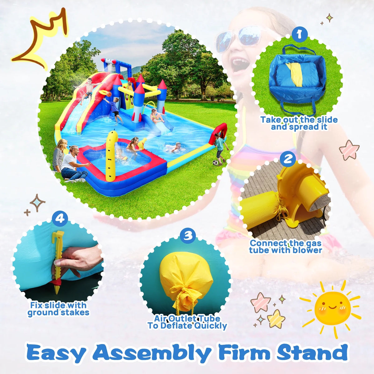 10 in1 Inflatable Water Park with Splash Pool C38318