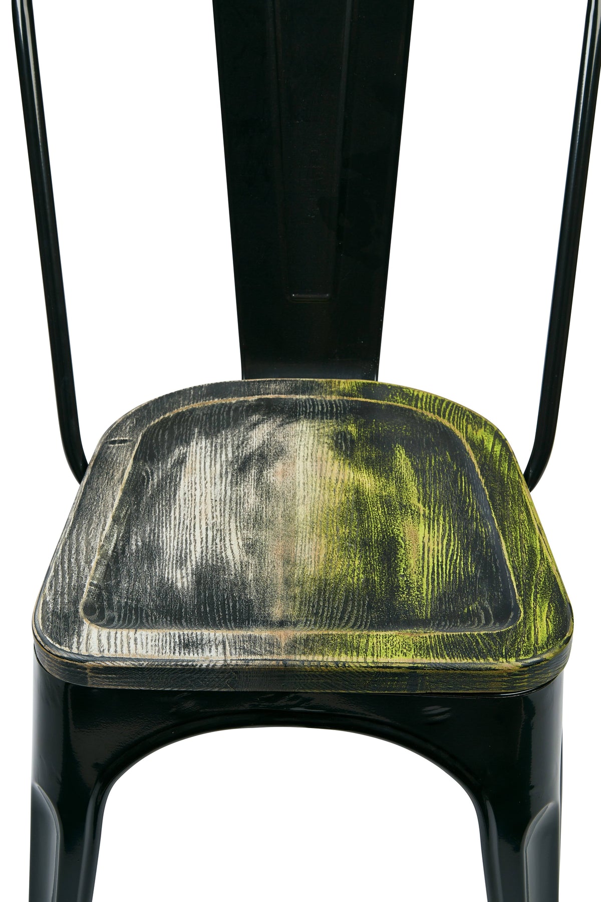 Black Metal Chair with Wood Seat - Set of 2 P2953