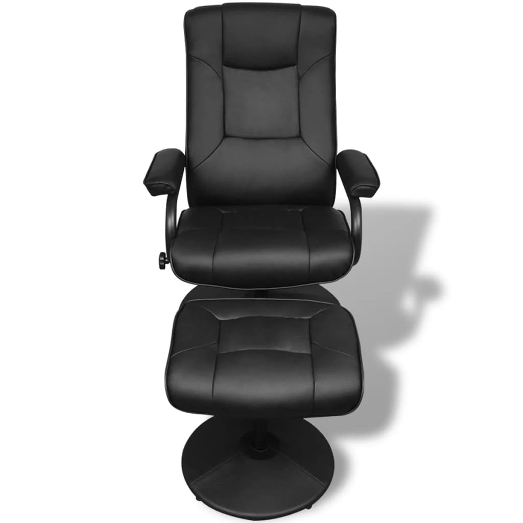 Black Faux Leather Adjustable Recliner Chair with Footstool O6368