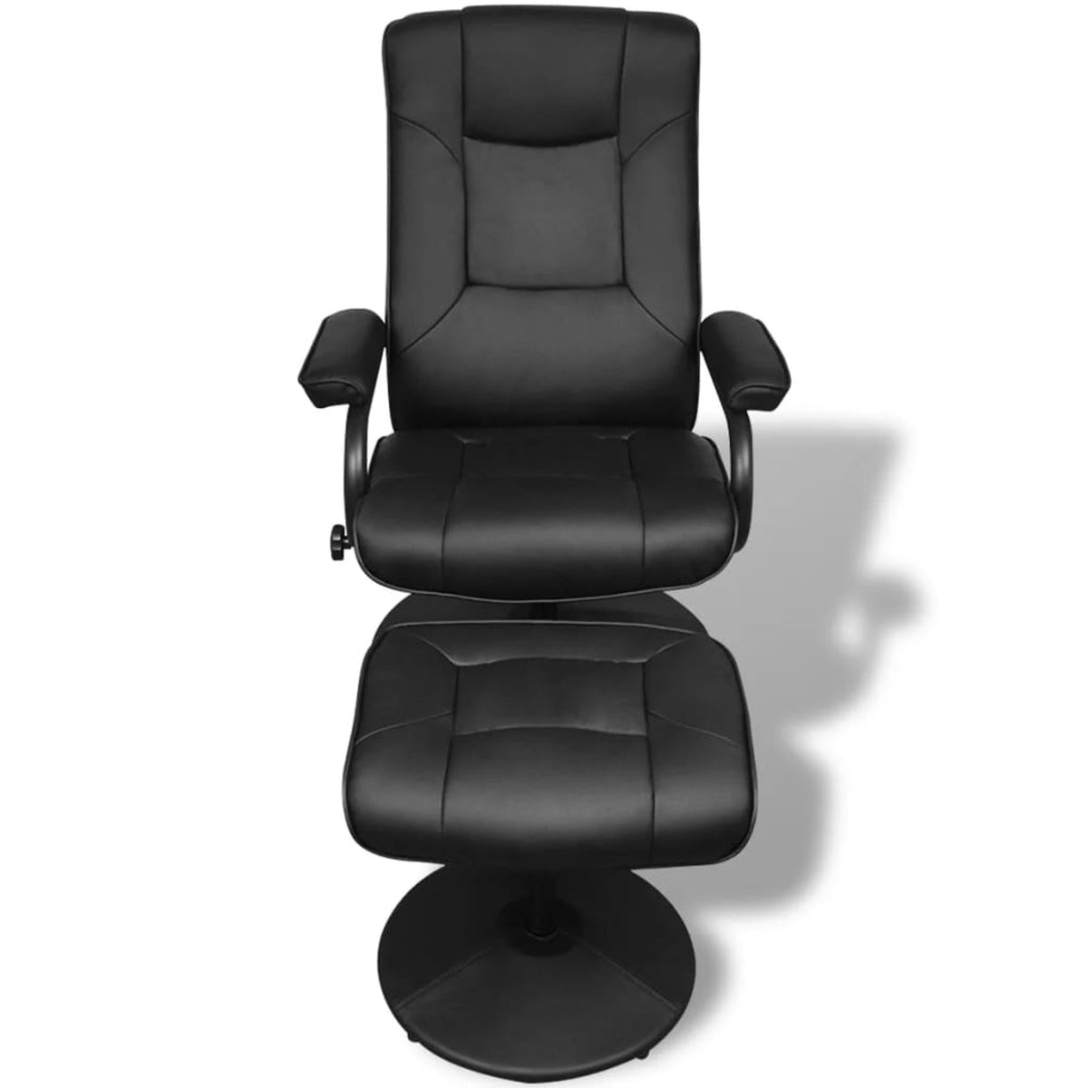 Black Faux Leather Adjustable Recliner Chair with Footstool O6368