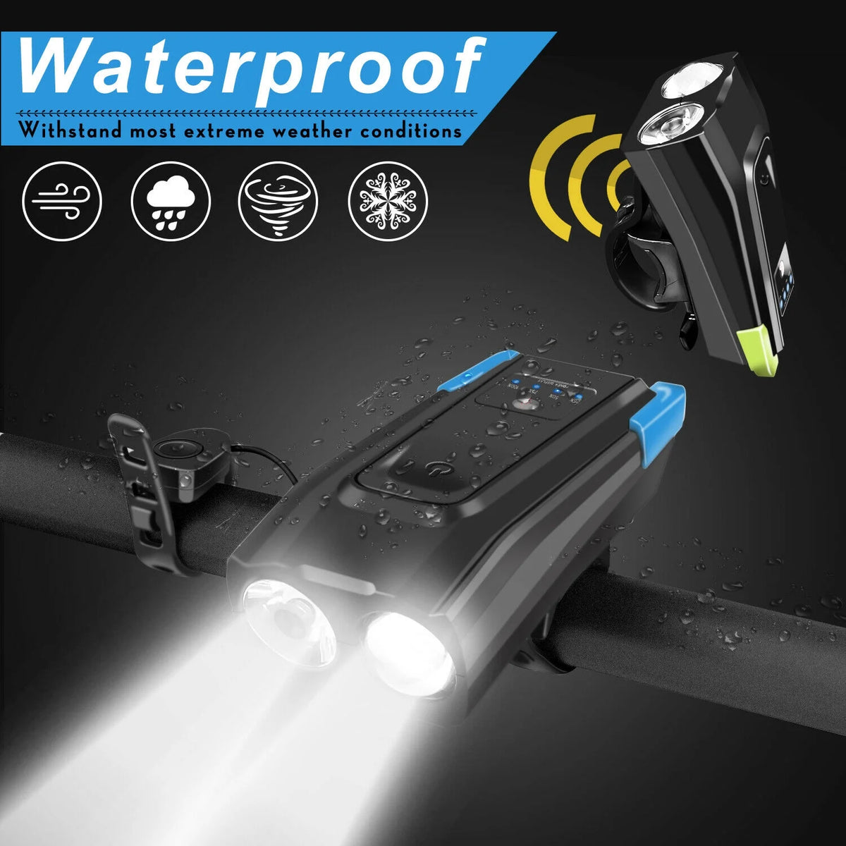 Black+Green Bicycle Front Lamp V563270