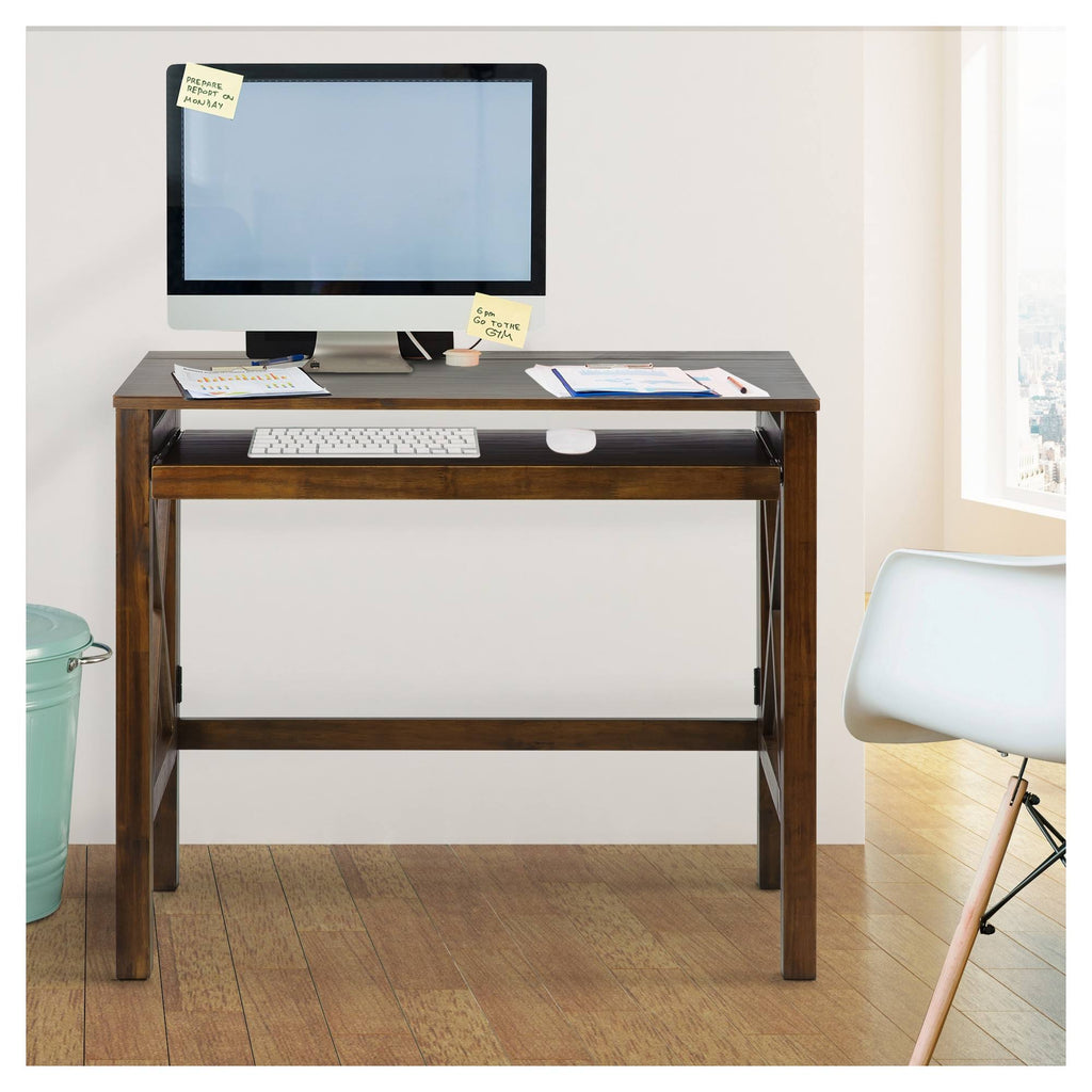 Warm Brown Folding Desk with Pull Out N262