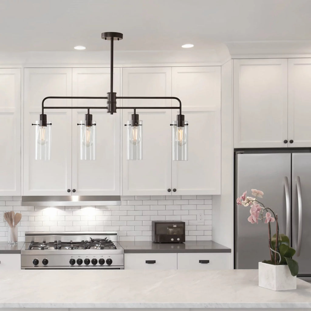 Bronze Metal Clear Glass 4-Light Island Pendant Light G551844