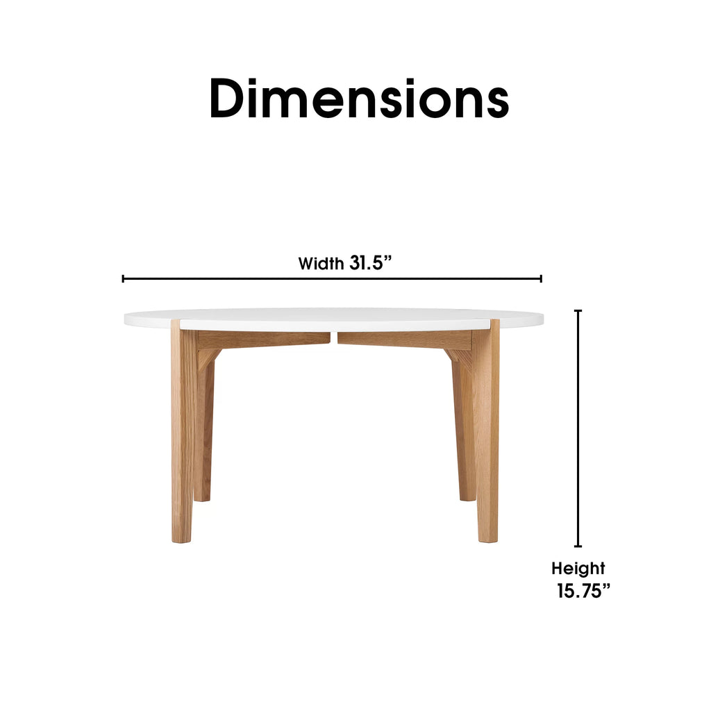 Round Coffee Table Oak and White M4745