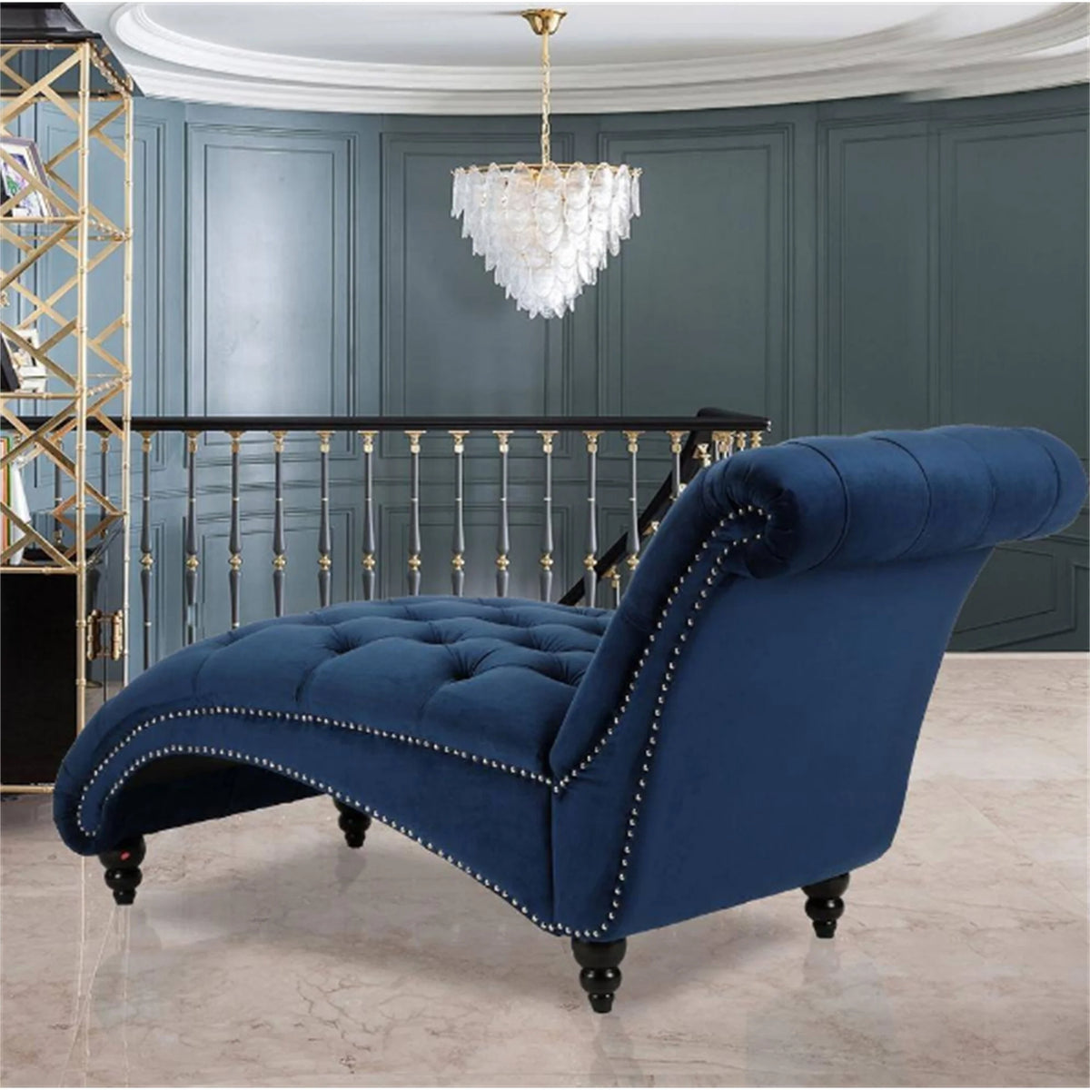 Blue Velvet Chaise Lounge J1123