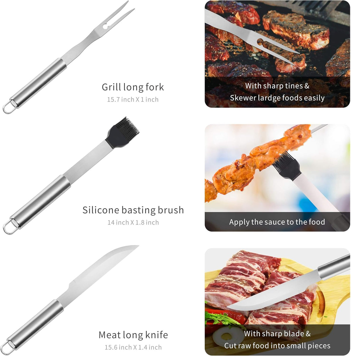 32 PCS BBQ Grill Tool Set with Thermometer in Heavy Duty Aluminum Case N872