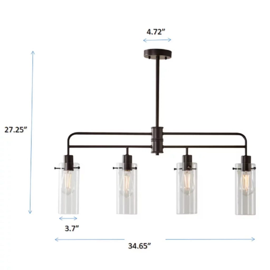 Bronze Metal Clear Glass 4-Light Island Pendant Light G551844