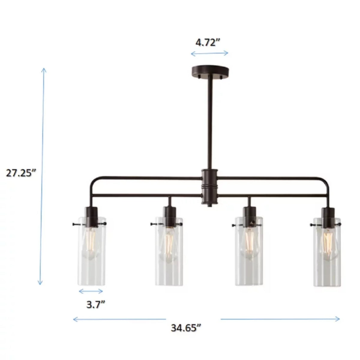 Bronze Metal Clear Glass 4-Light Island Pendant Light G551844