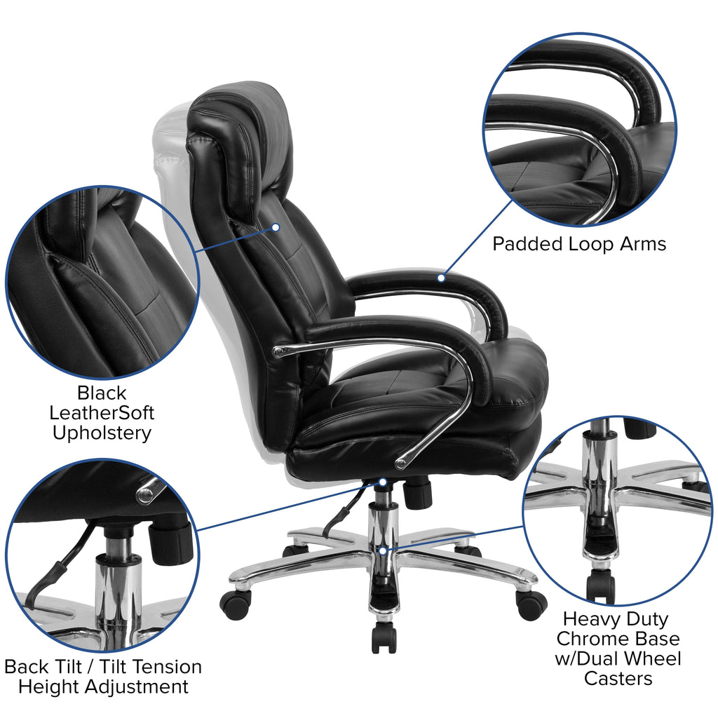 Black LeatherSoft Swivel Executive Office Chair N27276