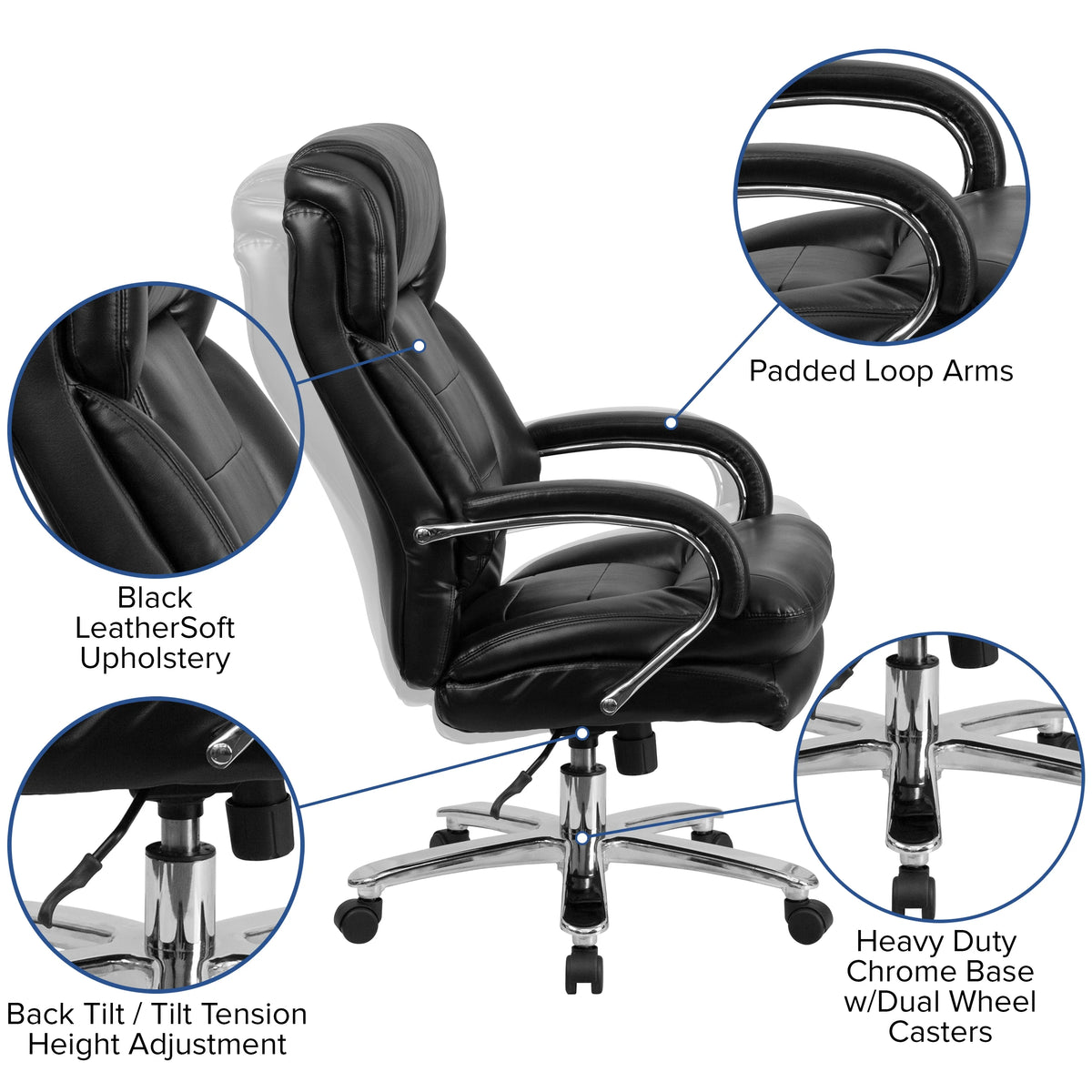 Black LeatherSoft Swivel Executive Office Chair N27276
