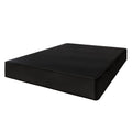 Solid Wood 8-Inch Box Spring Foundation with Wood Slats Black Linen Cover Twin Q9623