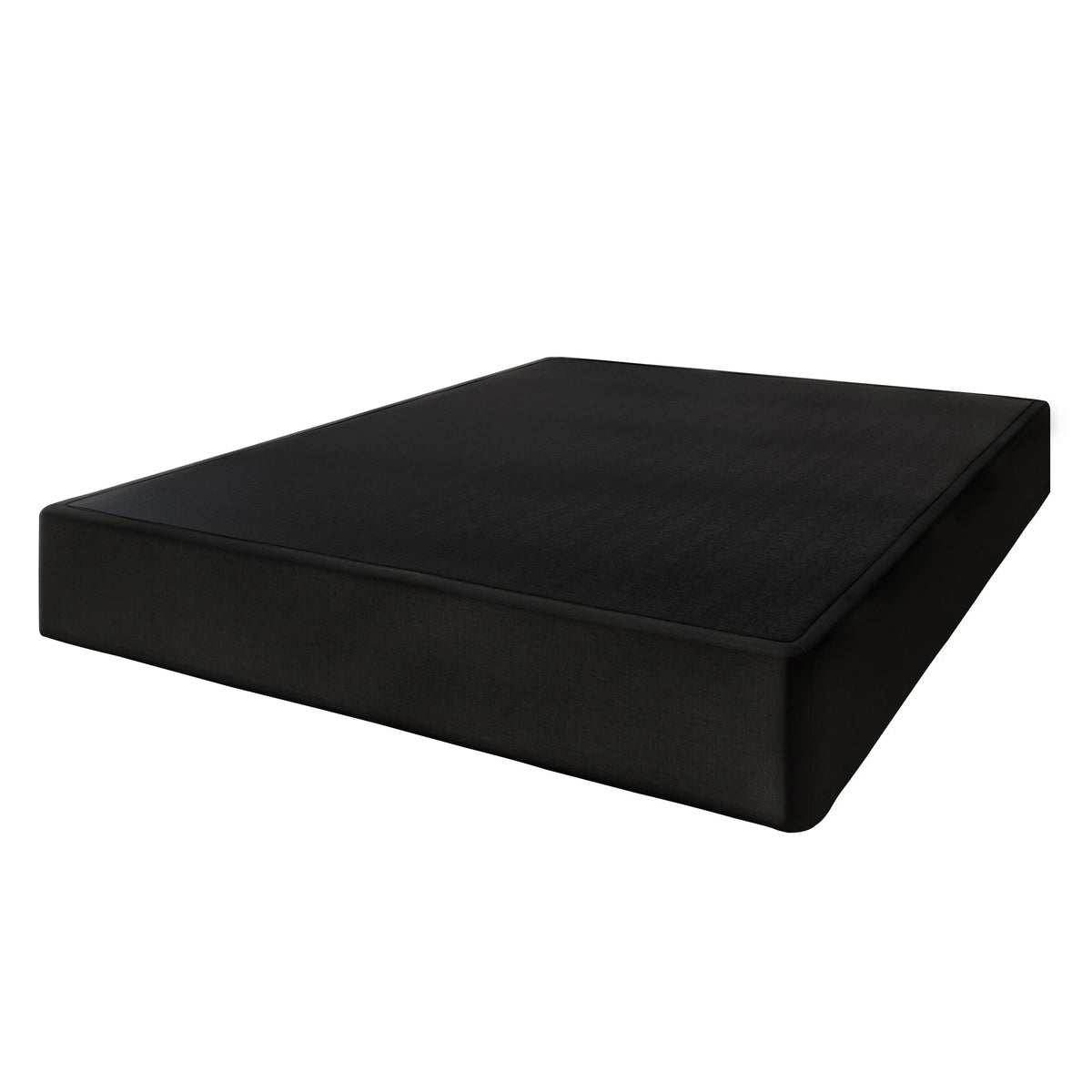 Solid Wood 8-Inch Box Spring Foundation with Wood Slats Black Linen Cover Twin Q9623