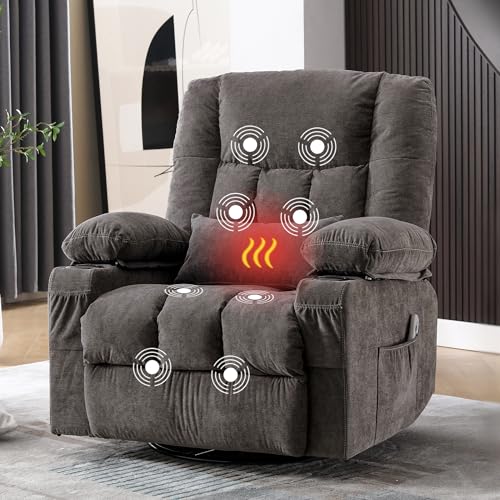 Oversized Swivel Rocker Recliner Chair with Massage and Heat C985276