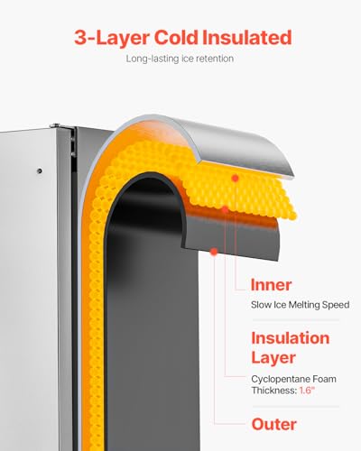 Under Counter Stainless Steel Ice Maker with Reversible Door O150438